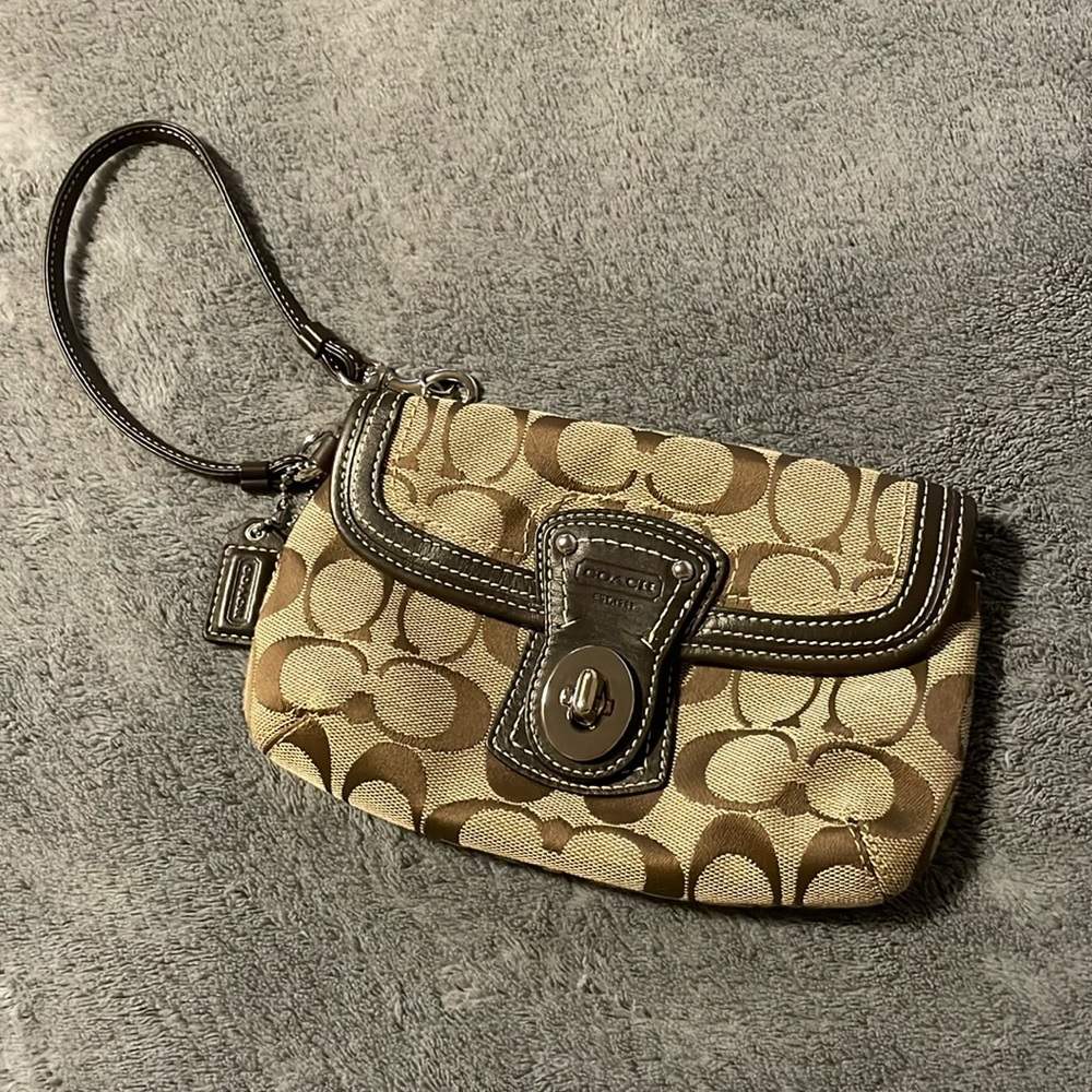 Coach Vintage Brown Monogram Wristlet